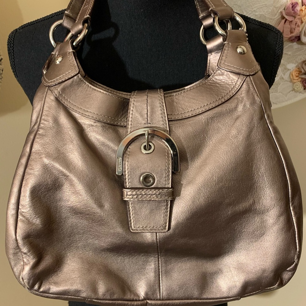 Bronze leather purse by Coach.